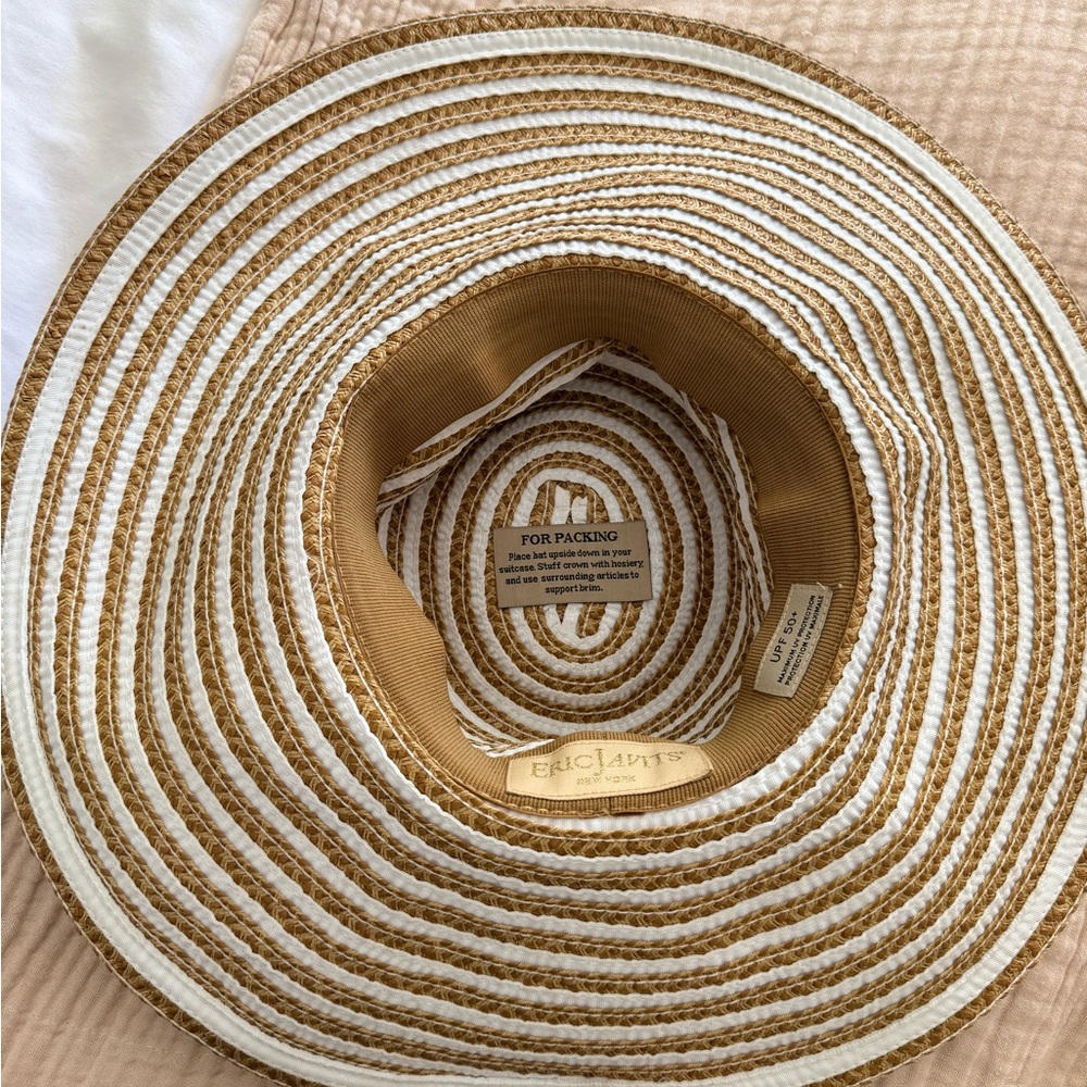 Eric Javits Striped Grosgrain Ribbon Floppy Hat - Packable - Picture 5 of 6